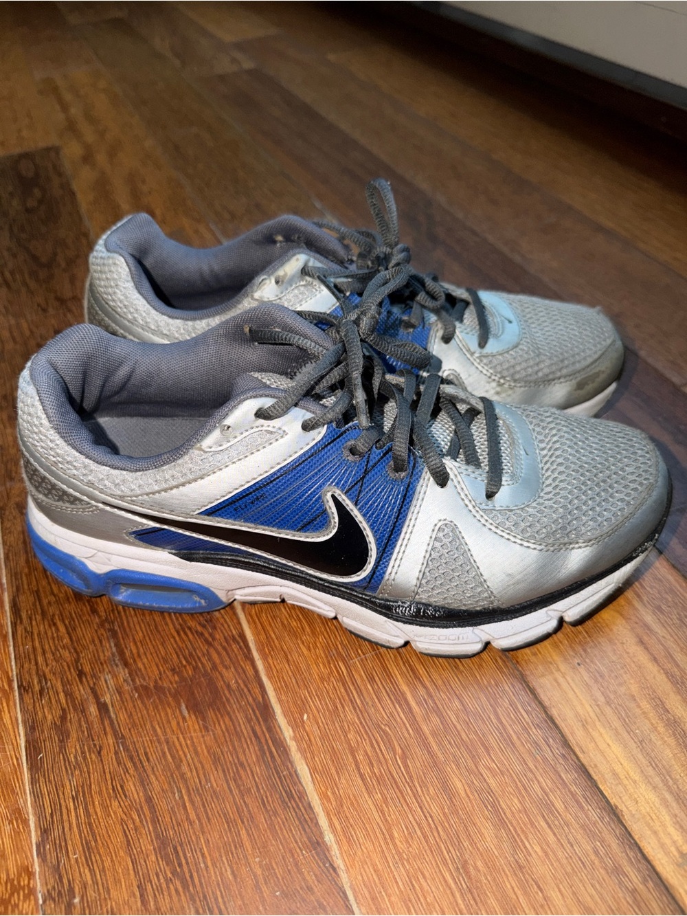 NIKE Moto 9 Zoom Chushlon Gray, Blue/ Black Training Sneakers sz Women 7.5